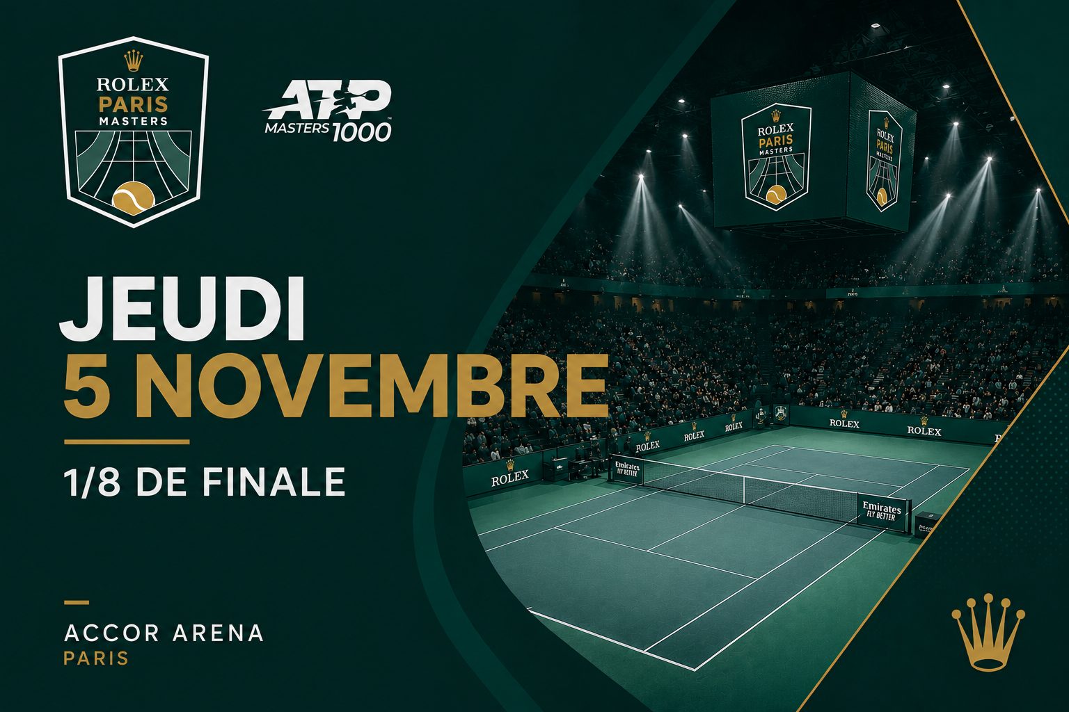 Rolex Paris Masters 2026 – Jeudi 5 novembre – 1/8 de finale