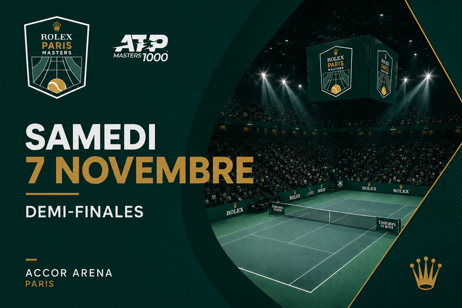 Rolex Paris Masters 2026 – Samedi 7 novembre – Demi-finales